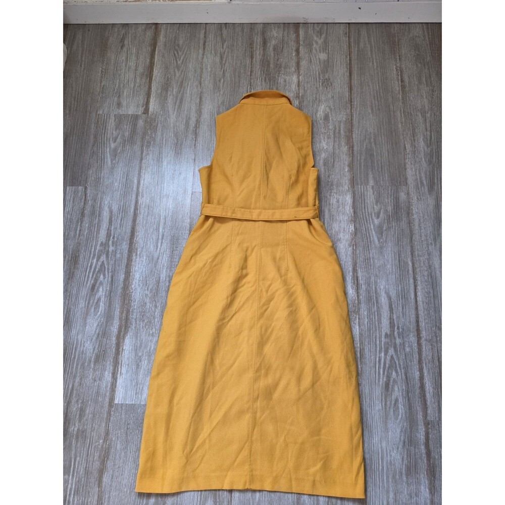 Ann Taylor Mustard Yellow Sleeveless Belted Button Front Midi Shirt Dress 0P EUC - Picture 11 of 11